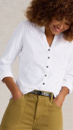 Jersey Blouse Annie Broderie White - nog M en L